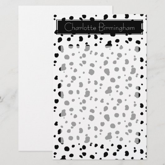 Modern Dalmatian Print & Name Briefpapier (Voorkant / Achterkant)