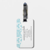 Modern Damask Aqua Personalized Bagagelabel (Achterkant verticaal)