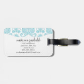 Modern Damask Aqua Personalized Bagagelabel (Achterkant horizontaal)