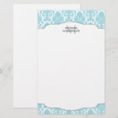Modern Damask Aqua Personalized Briefpapier (Voorkant / Achterkant)