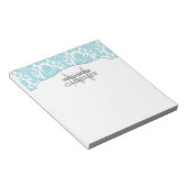 Modern Damask Aqua Personalized Notitieblok (Schuin)