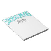 Modern Damask Aqua Personalized Notitieblok (Schuin)