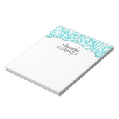 Modern Damask Aqua Personalized Notitieblok (Linkerzijde)