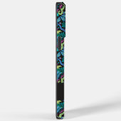 Modern Damask Art Deco Black Turquoise Blue Name Case-Mate iPhone Case (Achterkant / Rechts)