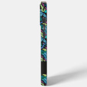 Modern Damask Art Deco Black Turquoise Blue Name Case-Mate iPhone Case (Achterkant / Links)