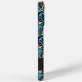 Modern Damask Art Deco Black Turquoise Blue Name Case-Mate iPhone Case (Achterkant / Rechts)