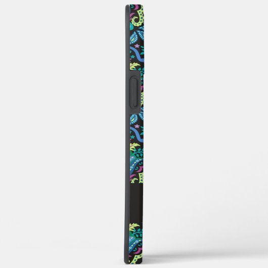 Modern Damask Art Deco Black Turquoise Blue Name Case-Mate iPhone Case (Achterkant / Rechts)