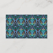 Modern Damask Art Deco Black Turquoise Blue Visitekaartje (Voorkant)