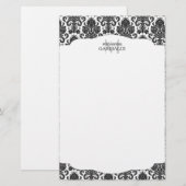 Modern Damask Black en White, gepersonaliseerd Briefpapier (Voorkant / Achterkant)