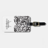 Modern Damask Black - Gepersonaliseerd Bagagelabel (Voorkant horizontaal)