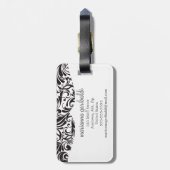 Modern Damask Black - Gepersonaliseerd Bagagelabel (Achterkant verticaal)