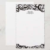 Modern Damask Black - Gepersonaliseerd Briefpapier (Voorkant / Achterkant)