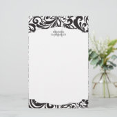Modern Damask Black - Gepersonaliseerd Briefpapier (Staand voorkant)