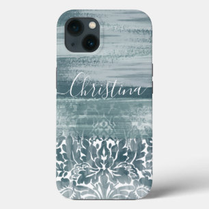 Modern Damask Blauwgroen Arty Pattern Case-Mate iPhone Case