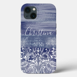 Modern Damask Blue Arty Pattern Case-Mate iPhone Case