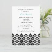 Modern Damask Bridal Shower Invitation Kaart (Staand voorkant)