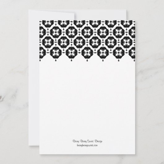 Modern Damask Bridal Shower Invitation Kaart (Achterkant)