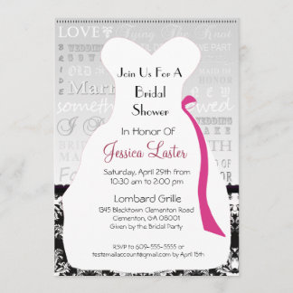 Modern Damask Bridal Shower Invitations Kaart