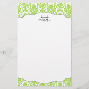 Modern Damask Green op maat Briefpapier