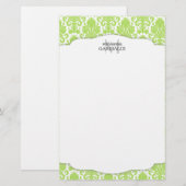 Modern Damask Green op maat Briefpapier (Voorkant / Achterkant)
