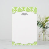 Modern Damask Green op maat Briefpapier (Staand voorkant)