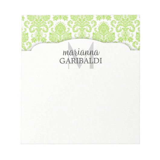 Modern Damask Green op maat Notitieblok (Voorkant)