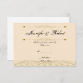 Modern Damask in Ivoor Gold Wedding Response Kaart (Voorkant / Achterkant)