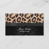 Modern Damask & Leopard Print Makeup Artist Visitekaartje (Voorkant)