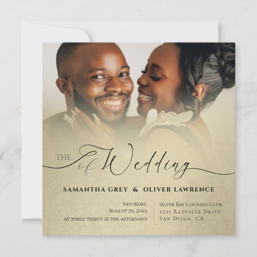 Modern Damask Minimalist Wedding Invitation Save The Date (Voorkant)