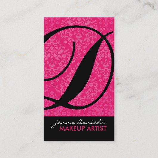 Modern Damask Monogram Visitekaartjes (Voorkant)