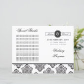 Modern Damask Monogram Wedding Program Booklet (Staand voorkant)