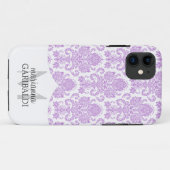 Modern Damask Paars Personalized Case-Mate iPhone Case (Achterkant (horizontaal))