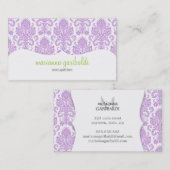 Modern Damask Paars Personalized Visitekaartje (Voorkant / Achterkant)