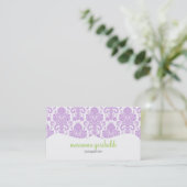 Modern Damask Paars Personalized Visitekaartje (Staand voorkant)