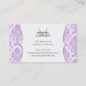Modern Damask Paars Personalized Visitekaartje (Achterkant)