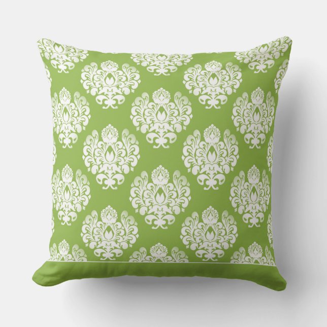 Modern Damask Pattern Pillow Green CH9 Kussen (Voorkant)