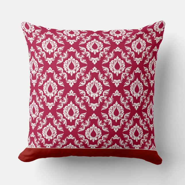 Modern Damask Pattern Pillow Red 2 - CH9 Kussen (Voorkant)