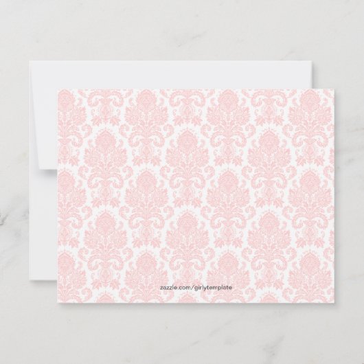 Modern Damask Pink Party Kaart (Achterkant)