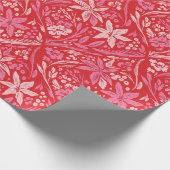 Modern Damask Poinsettia Ornament inpakpapier (Hoek)