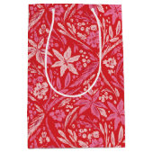 Modern Damask Poinsettia Ornament Medium Cadeauzakje (Voorkant)