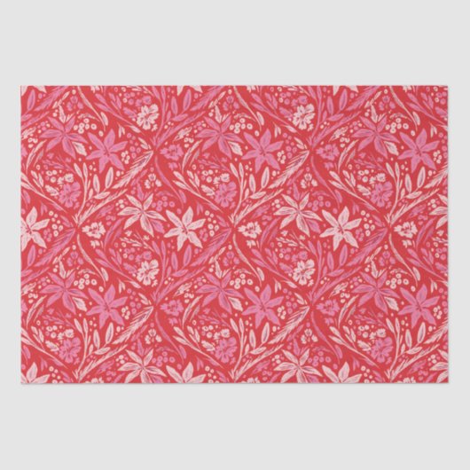 Modern Damask Poinsettia Ornament tissuepapier (Voorkant)