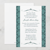 Modern Damask Quinceanera-uitnodigingen Kaart (Voorkant / Achterkant)