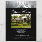 Modern Damask Real Estate Flyer Black Silver (Achterkant)