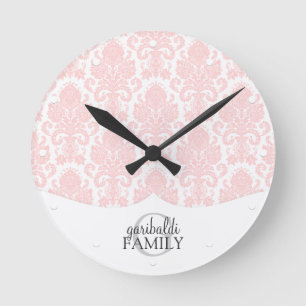 Modern Damask roze familie op maat Ronde Klok
