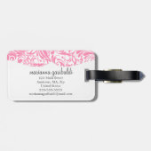 Modern Damask roze gepersonaliseerd Bagagelabel (Achterkant horizontaal)