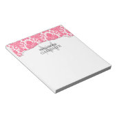 Modern Damask roze gepersonaliseerd Notitieblok (Schuin)