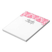 Modern Damask roze gepersonaliseerd Notitieblok (Linkerzijde)