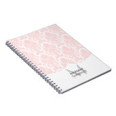 Modern Damask roze gepersonaliseerd Notitieboek (Rechterzijde)