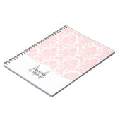 Modern Damask roze gepersonaliseerd Notitieboek (Linkerzijde)