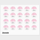 Modern Damask roze gepersonaliseerd Ronde Sticker (Vel)